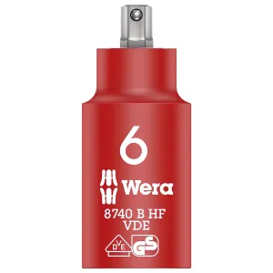 Wera 8740 B VDE HF Zyklop Hex bit socket, insulated, with holding function, 3/8" drive, 6 x 55 mm