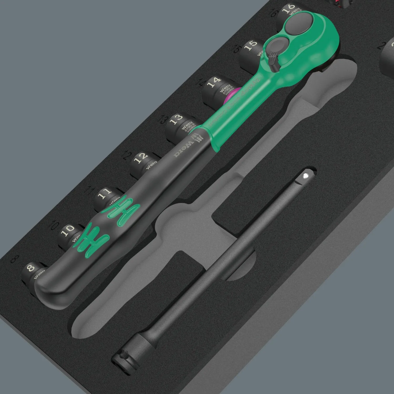 Wera 9724 Foam Insert 8010 B Zyklop Comfort Ratchet Set 1, 3/8", 16 Pc.