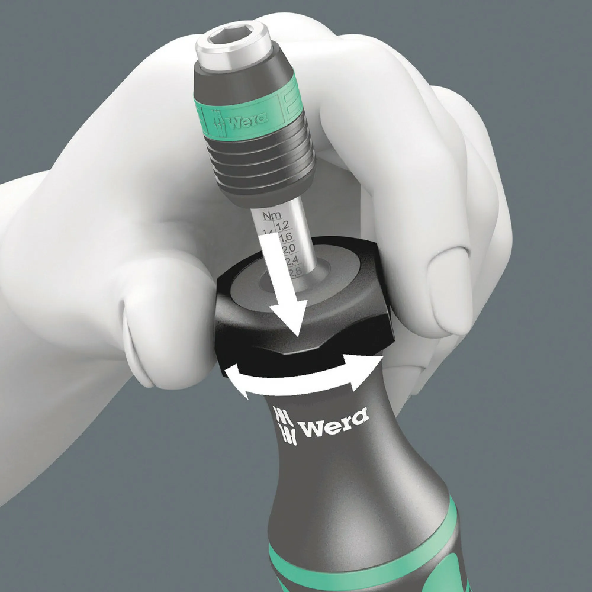 Wera Series 7400 Kraftform adjustable torque screwdrivers (0.1-3.0 Nm) with Rapidaptor quick-release chuck, 7432 x 0.90-1.50 Nm