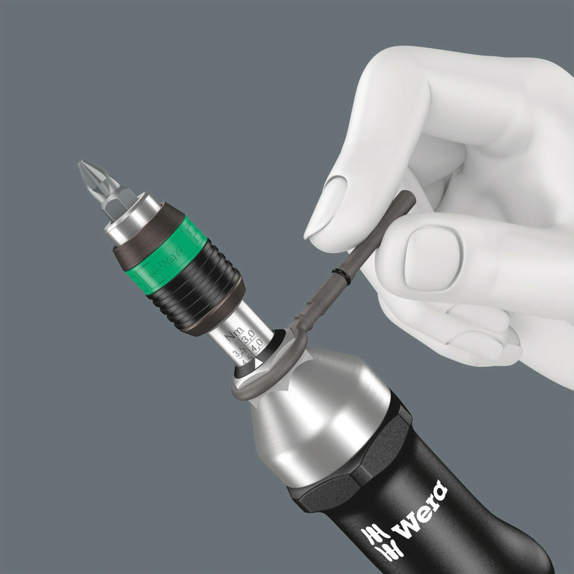 Wera Series 7400 Kraftform pistol handle, adjustable torque screwdrivers (25.0-55.0 in. lbs.) with Rapidaptor quick-release chuck, 7447 x 25-55 in. lbs.