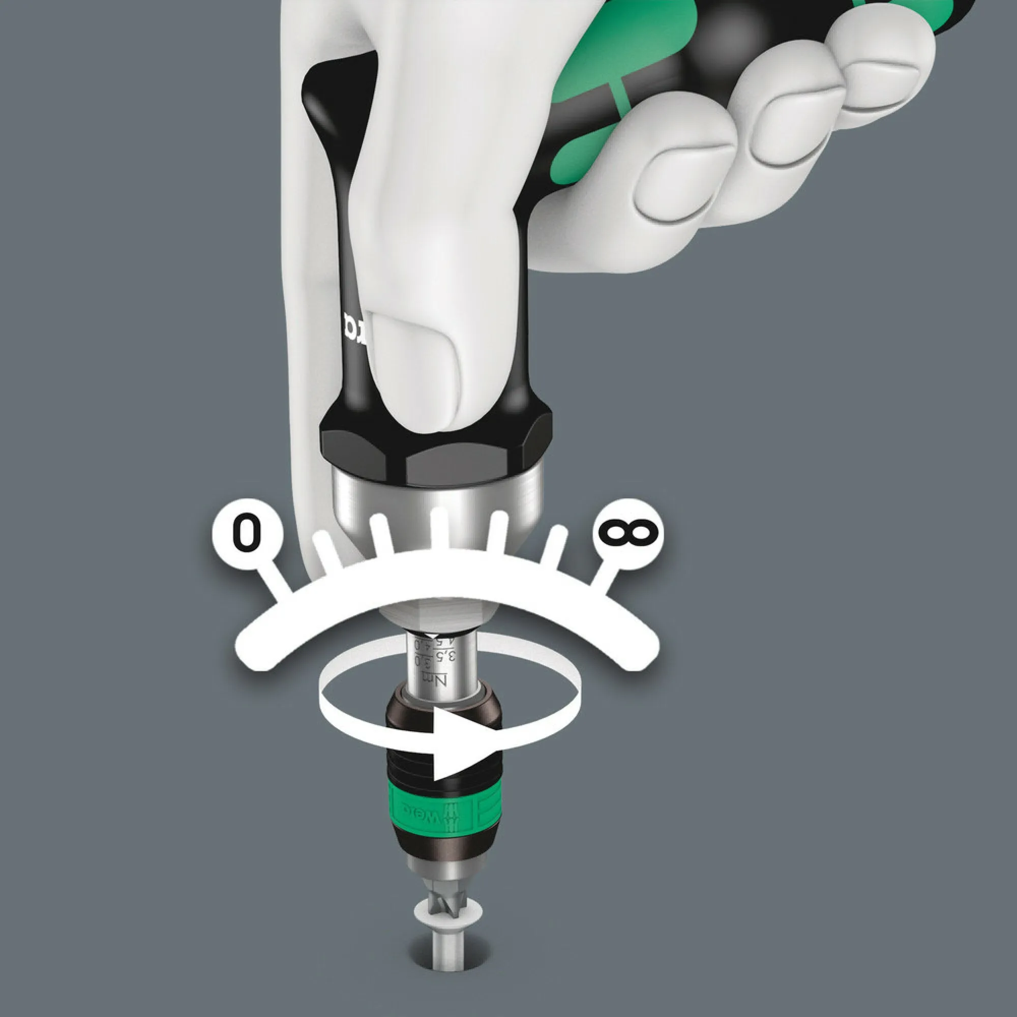 Wera Series 7400 Kraftform pistol handle, adjustable torque screwdrivers (25.0-55.0 in. lbs.) with Rapidaptor quick-release chuck, 7447 x 25-55 in. lbs.