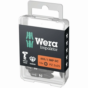 Wera 855/1 IMP DC PZ DIY Impaktor bits, PZ 3 x 25 mm, 10 pieces