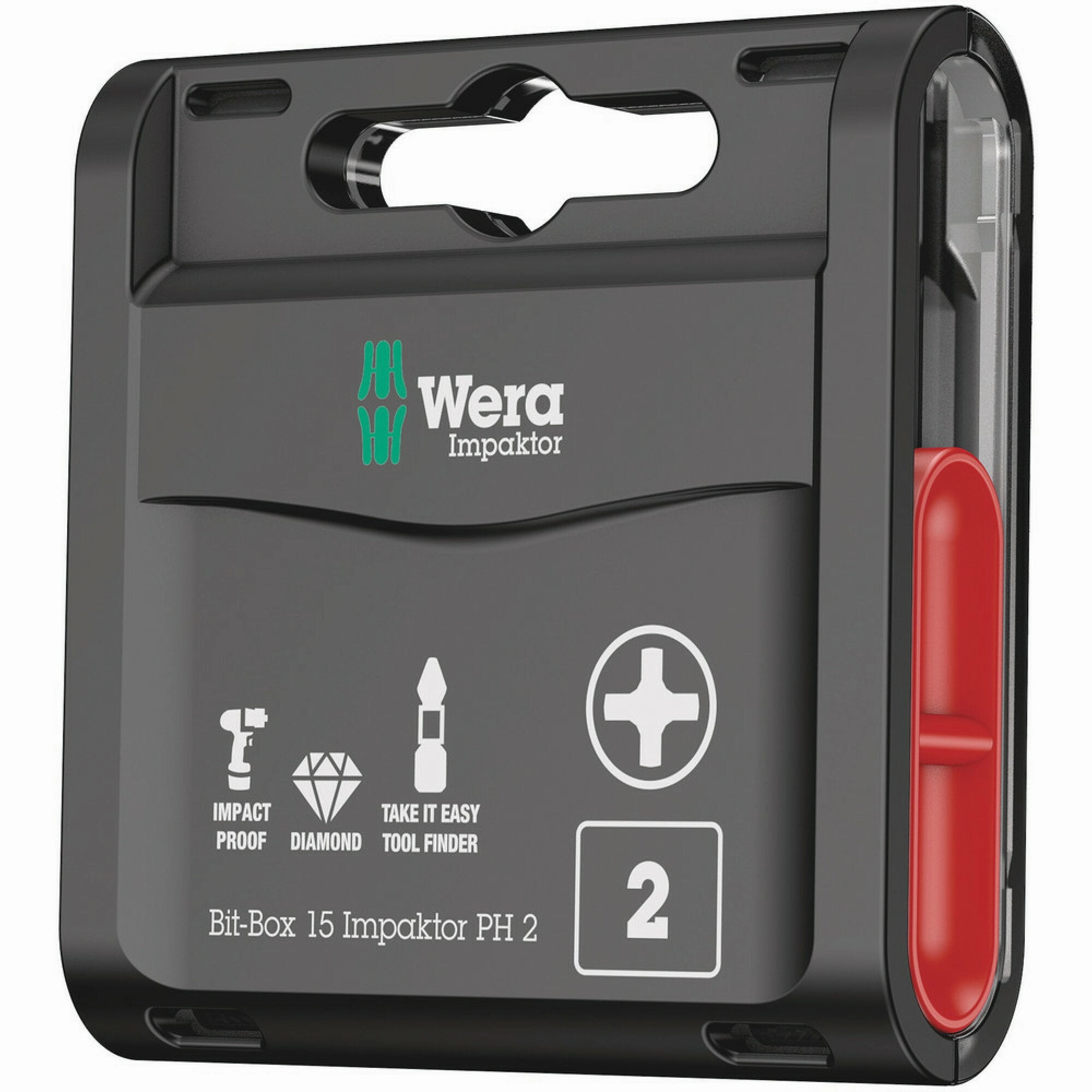 Wera Bit-Box 15 Impaktor PH, PH 2 x 25 mm, 15 pieces