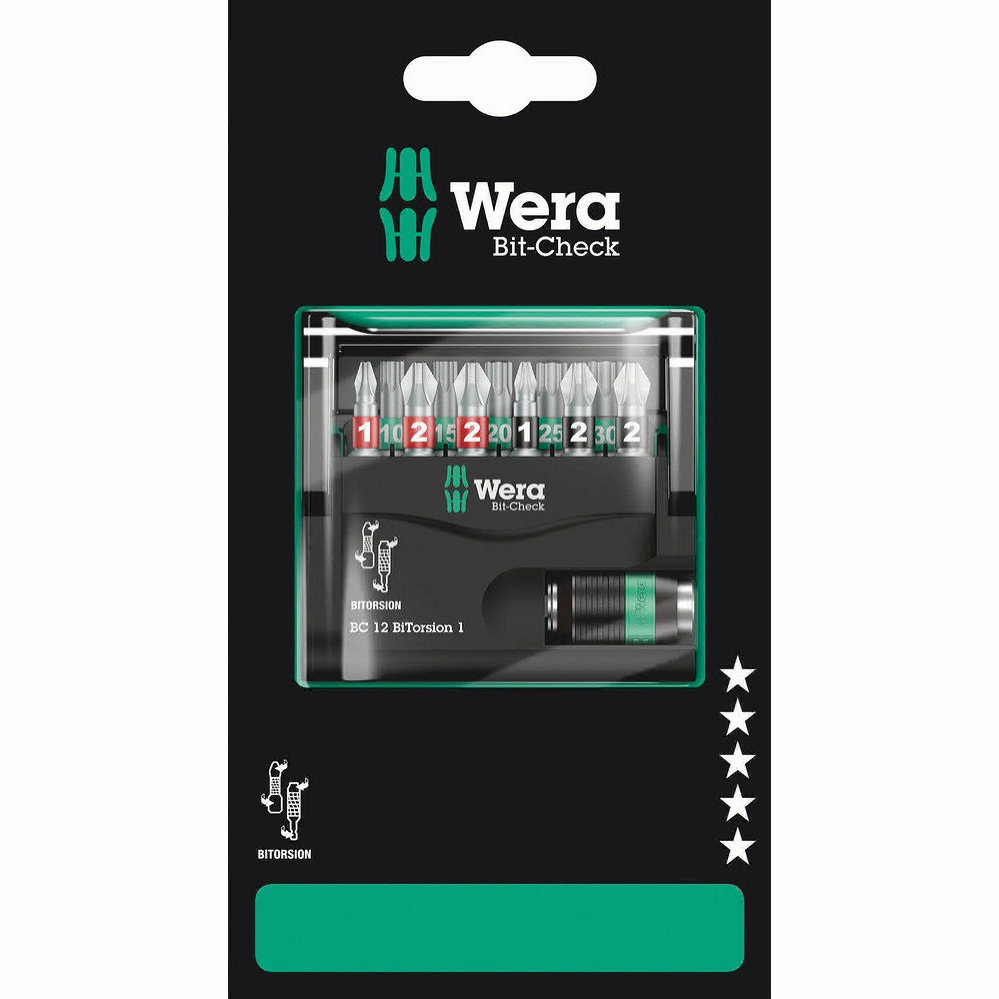 Wera Bit-Check 12 BiTorsion 1 SB, 12 pieces