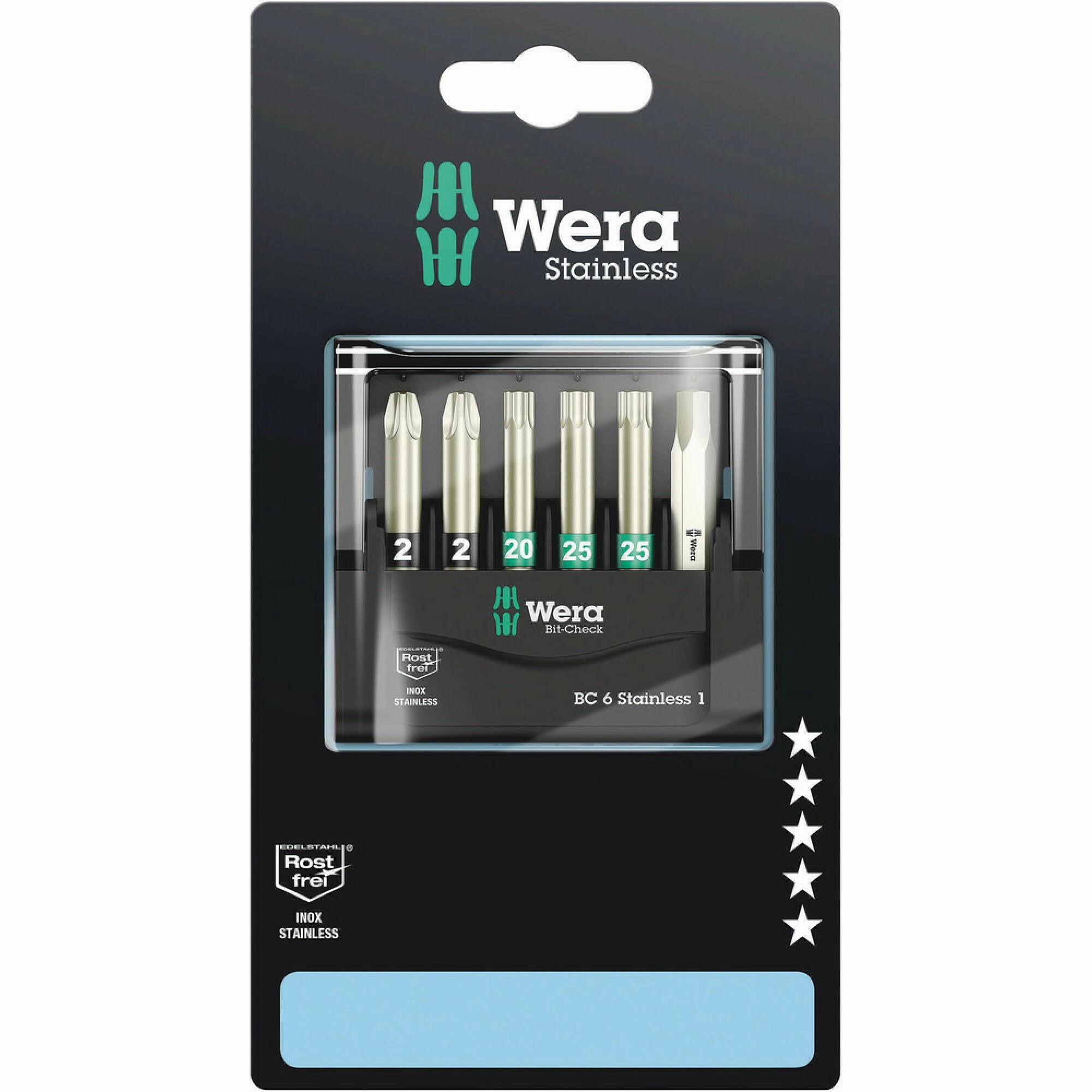 Wera Bit-Check 6 Stainless 1 SB, 6 pieces