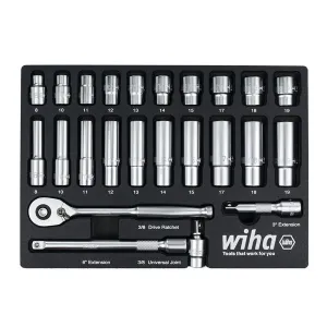 Wiha 33795 24 Piece 3/8 Drive Professional Socket Tray Set - Metric