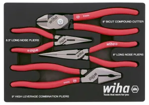 Wiha 34681 4 Piece Classic Grip Pliers and Cutters Tray Set