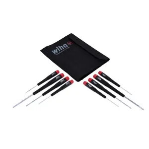 Wiha Tools 26199 Slotted and Phillips Screwdriver Set in Rugged Canvas Pouch, 8 Piece