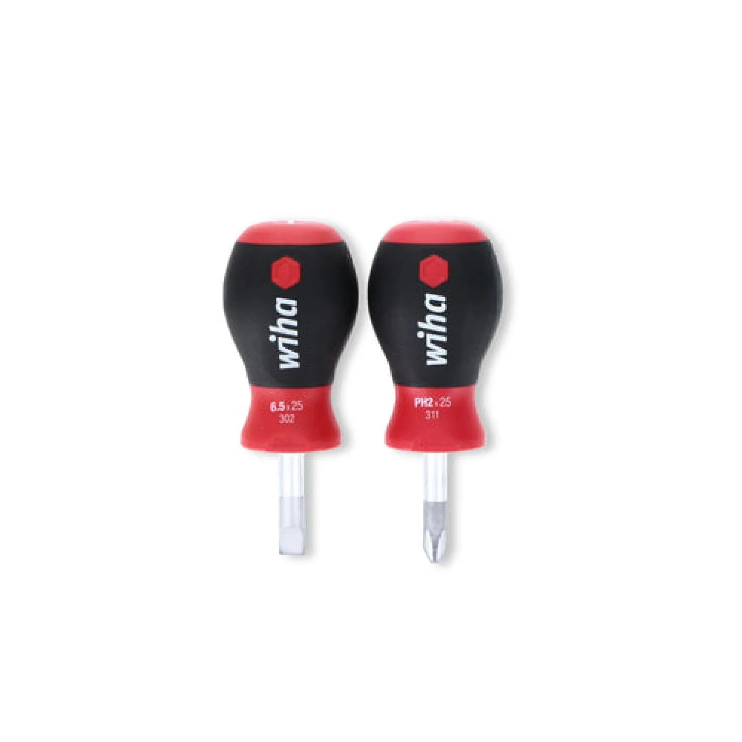 Wiha Tools 31191 #2   6.5mm x 25mm 2 Piece SoftFinish Stubby Slotted/Phillips Set