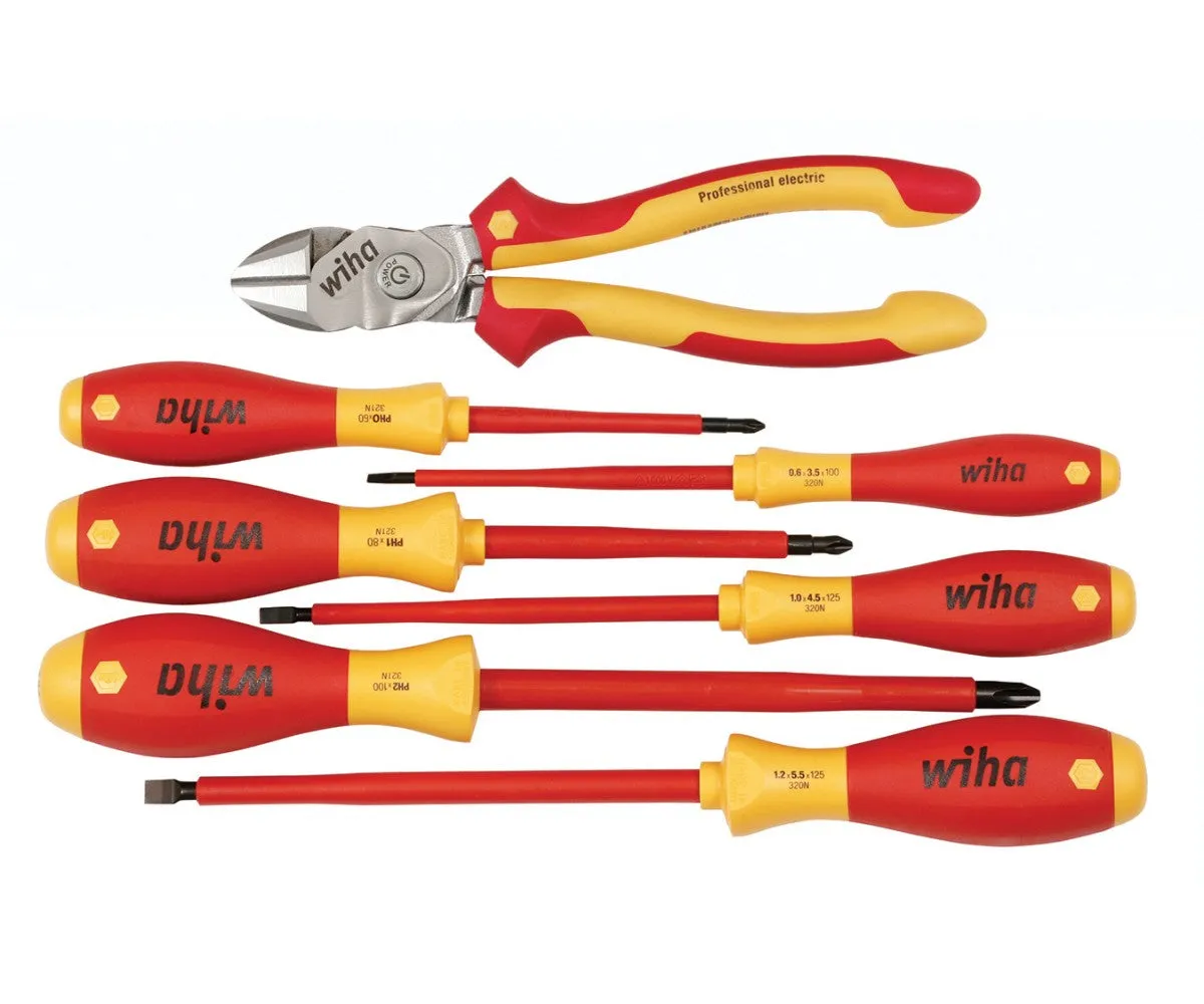 Wiha Tools 32857 7 Piece Insulated BiCut Compound Cutters and Screwdriver Set