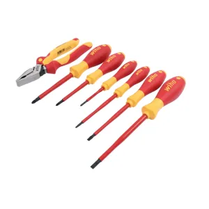 Wiha Tools 32961 7-PIECE INSULATED SOFTFINISH SCREWDRIVER AND COMBINATION PLIER SET