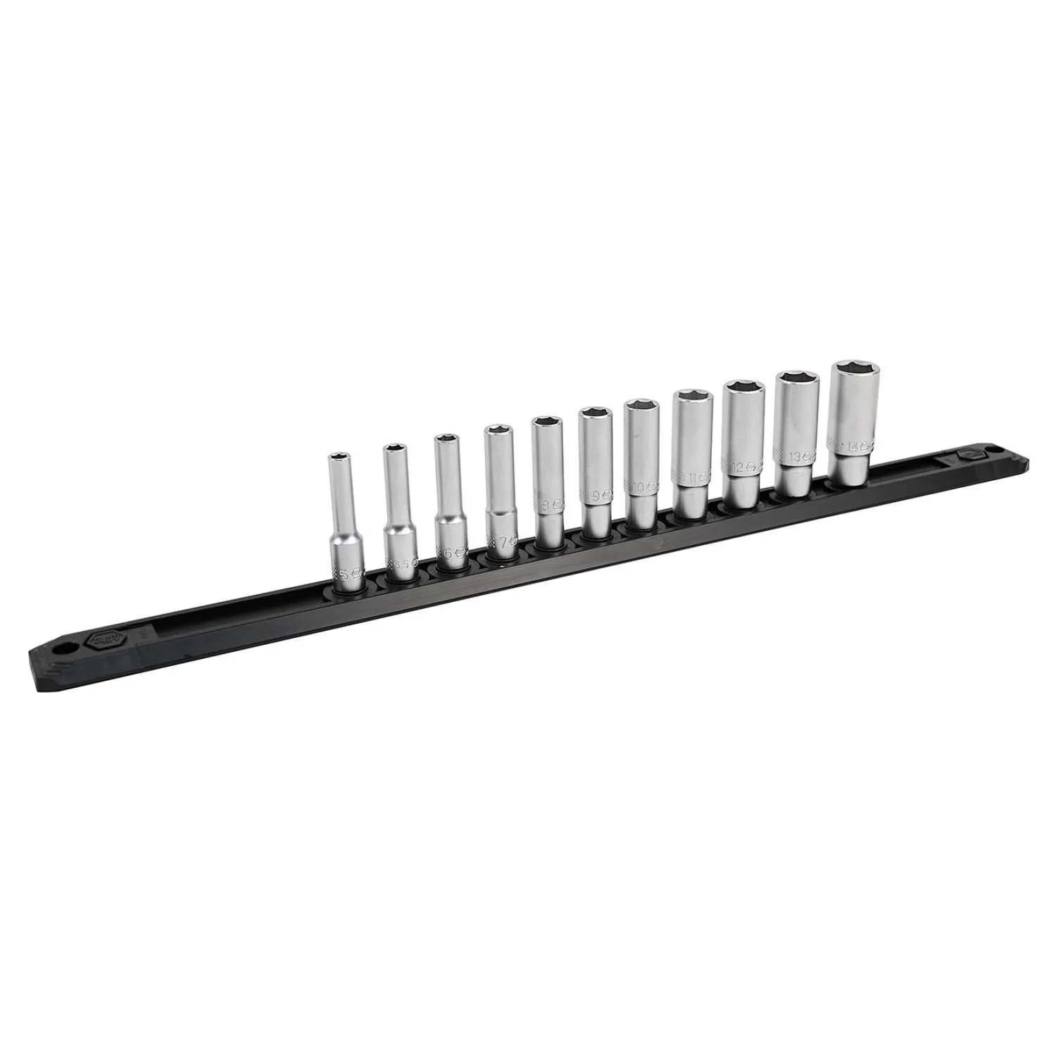 Wiha Tools 33393 1/4 Inch Drive 6 Point Deep Socket Set 5-14mm with Ratchet and Extensions 14-Piece
