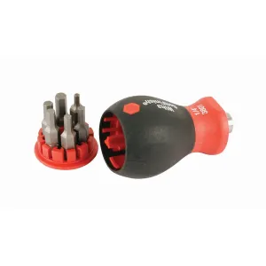 Wiha Tools 38057 6-in-1 Stubby Bit Holder Hex Metric Set
