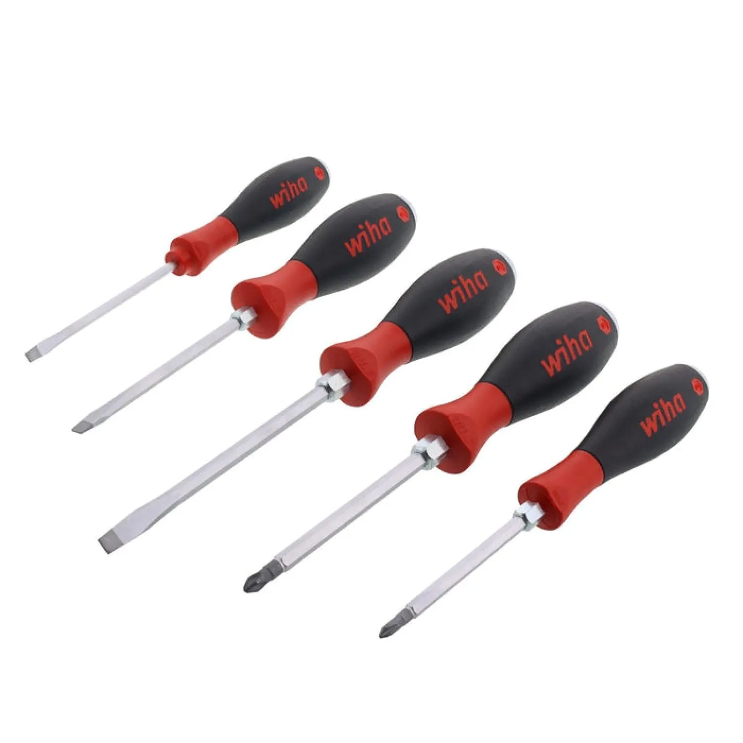 Wiha Tools 53075 5 Piece SoftFinish Extra Heavy Duty Slotted/Phillips Screwdriver Set