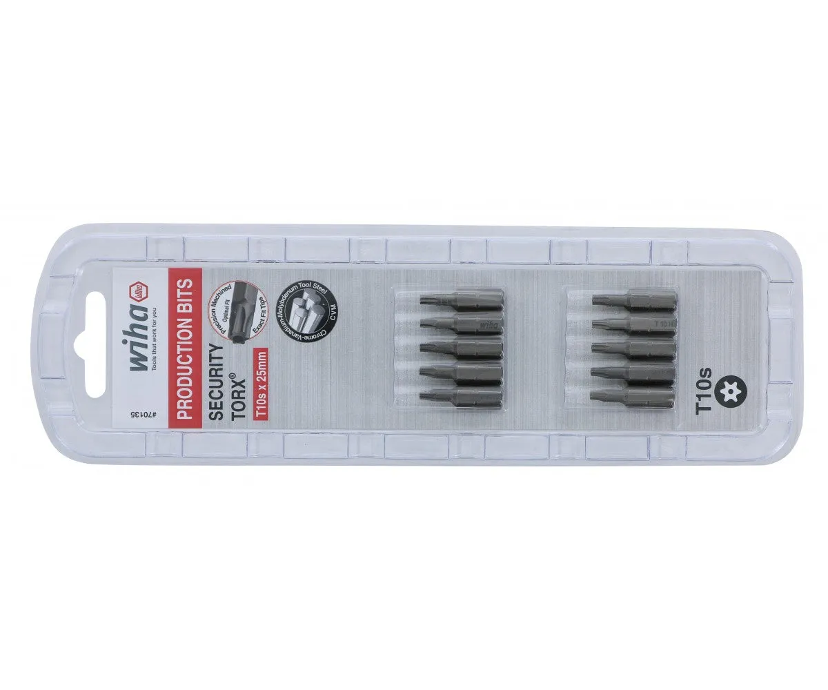 Wiha Tools 70135 Security TORX Insert Bits, T10s, 10 Pk.