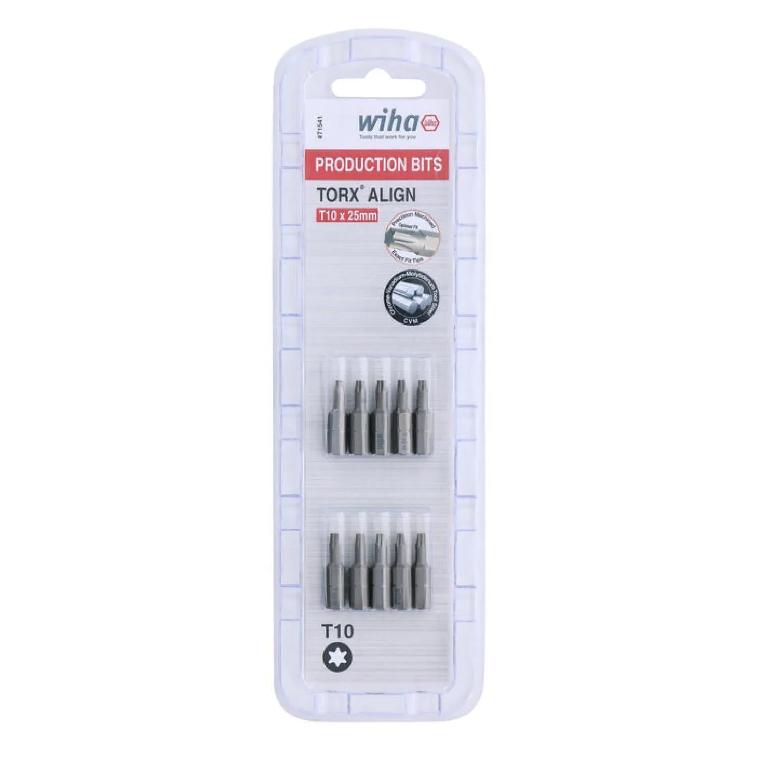 Wiha Tools 71541 T10 x 38mm TORX Align Insert Bit, 10 Pack