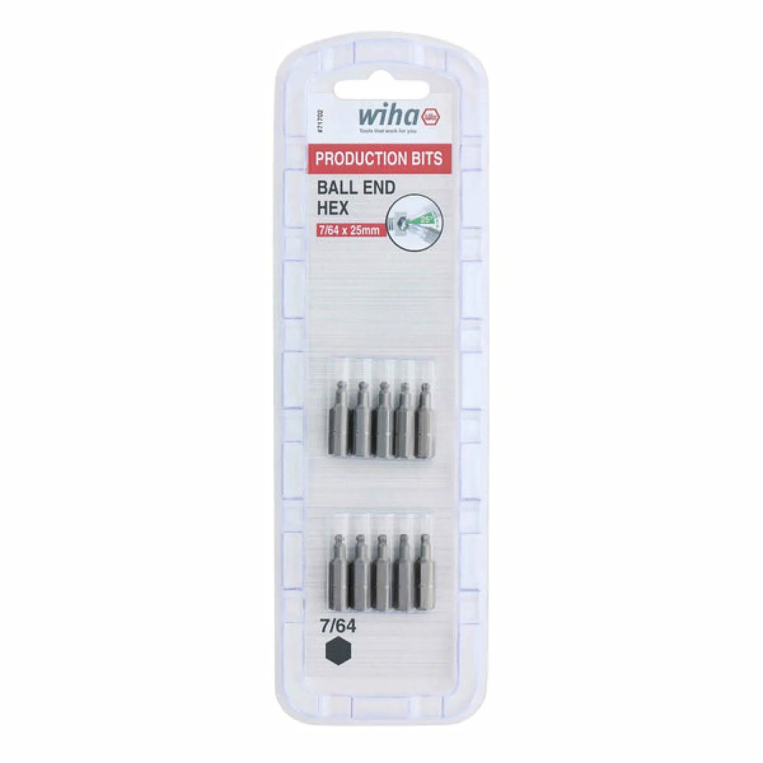Wiha Tools 71702 7/64" Ball End Hex Insert Bit