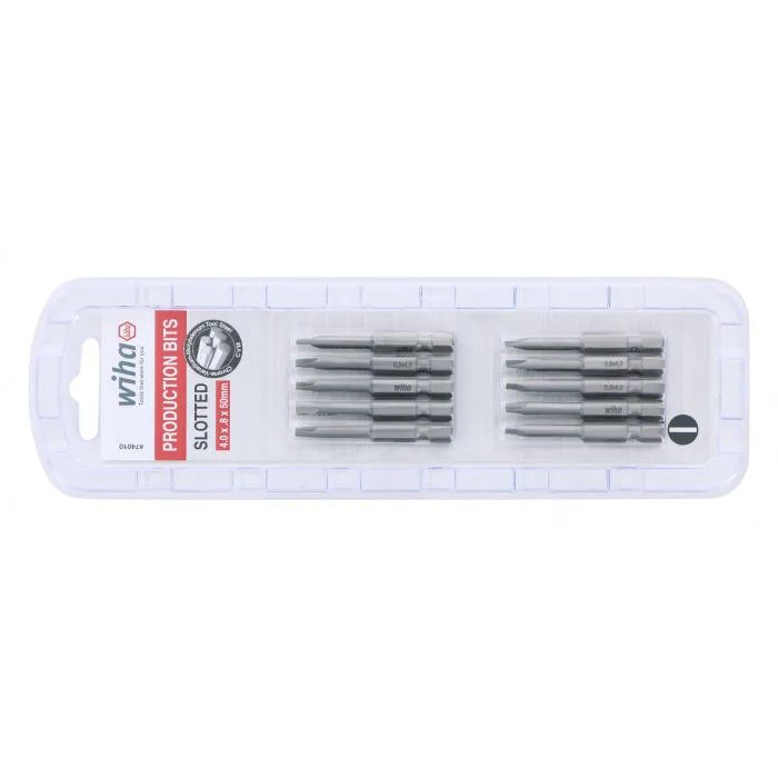 Wiha Tools 74010 Slotted Bit 4.0 x .8 - 50mm - 10 Pack