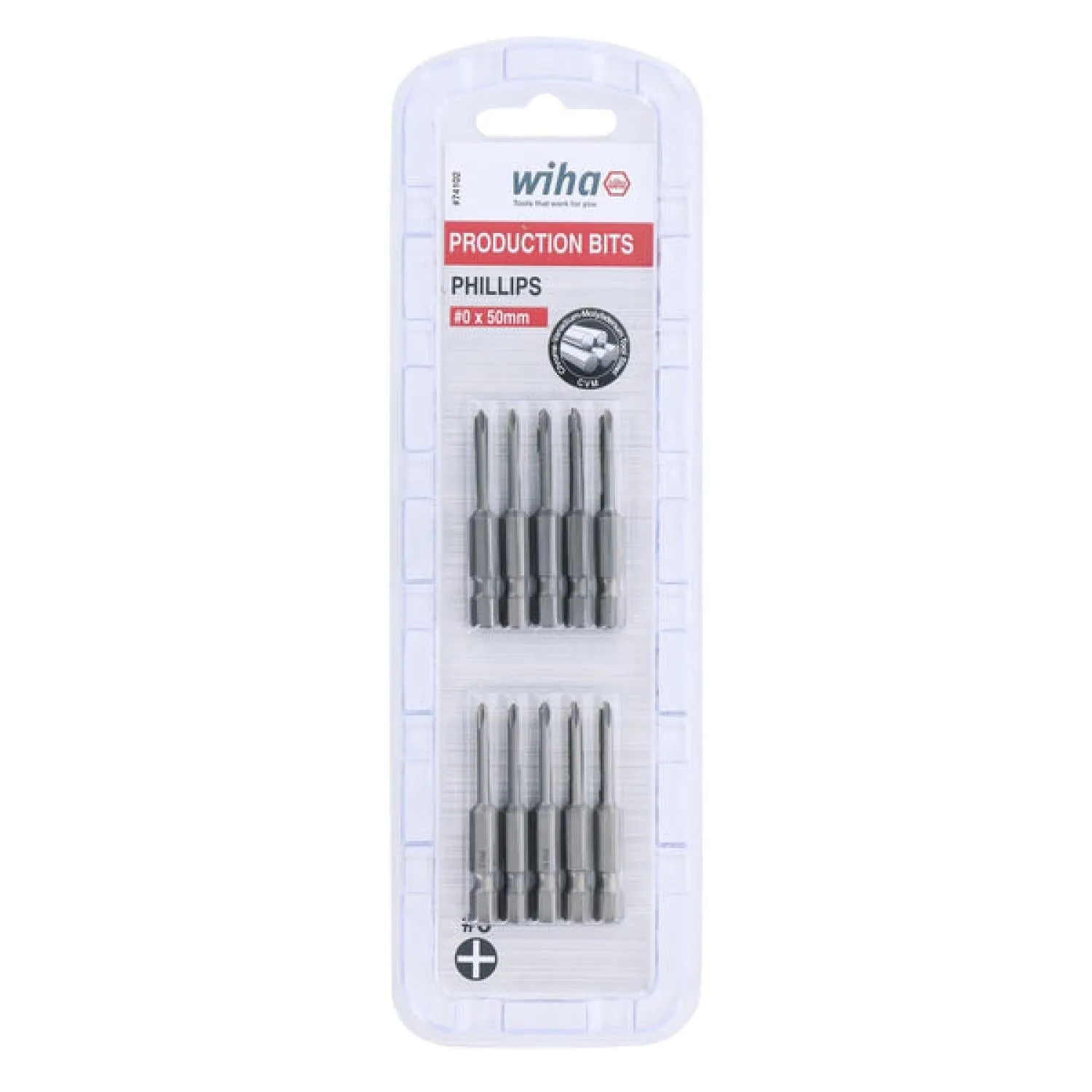 Wiha Tools 74102 Phillips Power Bit #0 x 50mm10 Pack