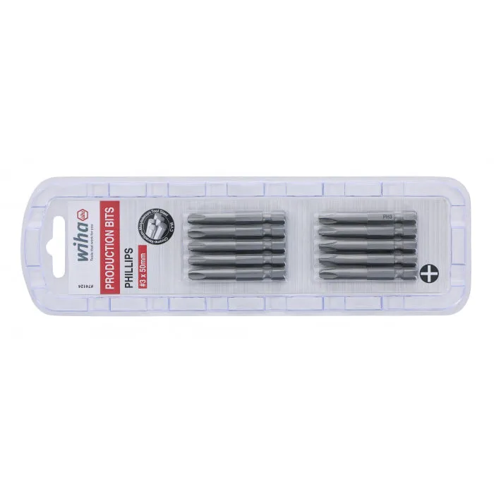 Wiha Tools 74124 Phillip Power Bit, #3 x 50 mm, 10 Pk