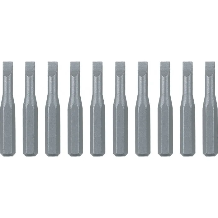 Wiha Tools 75605 System 4 Slotted Micro Bits, 1.8 mm x 28 mm, 10 Pk.