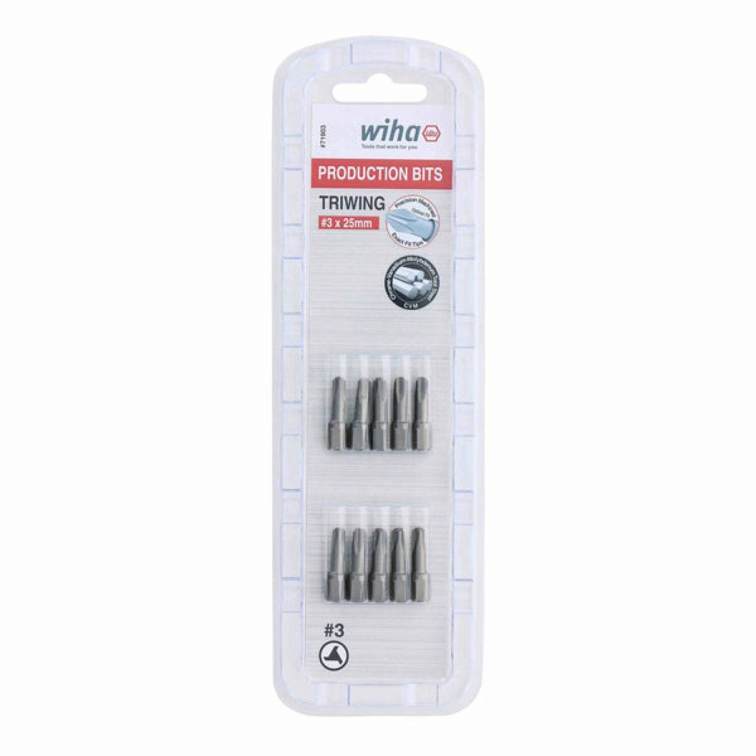 Wiha Tools 71903 Tri-Wing Bit #3 - 25mm - 10 Pack