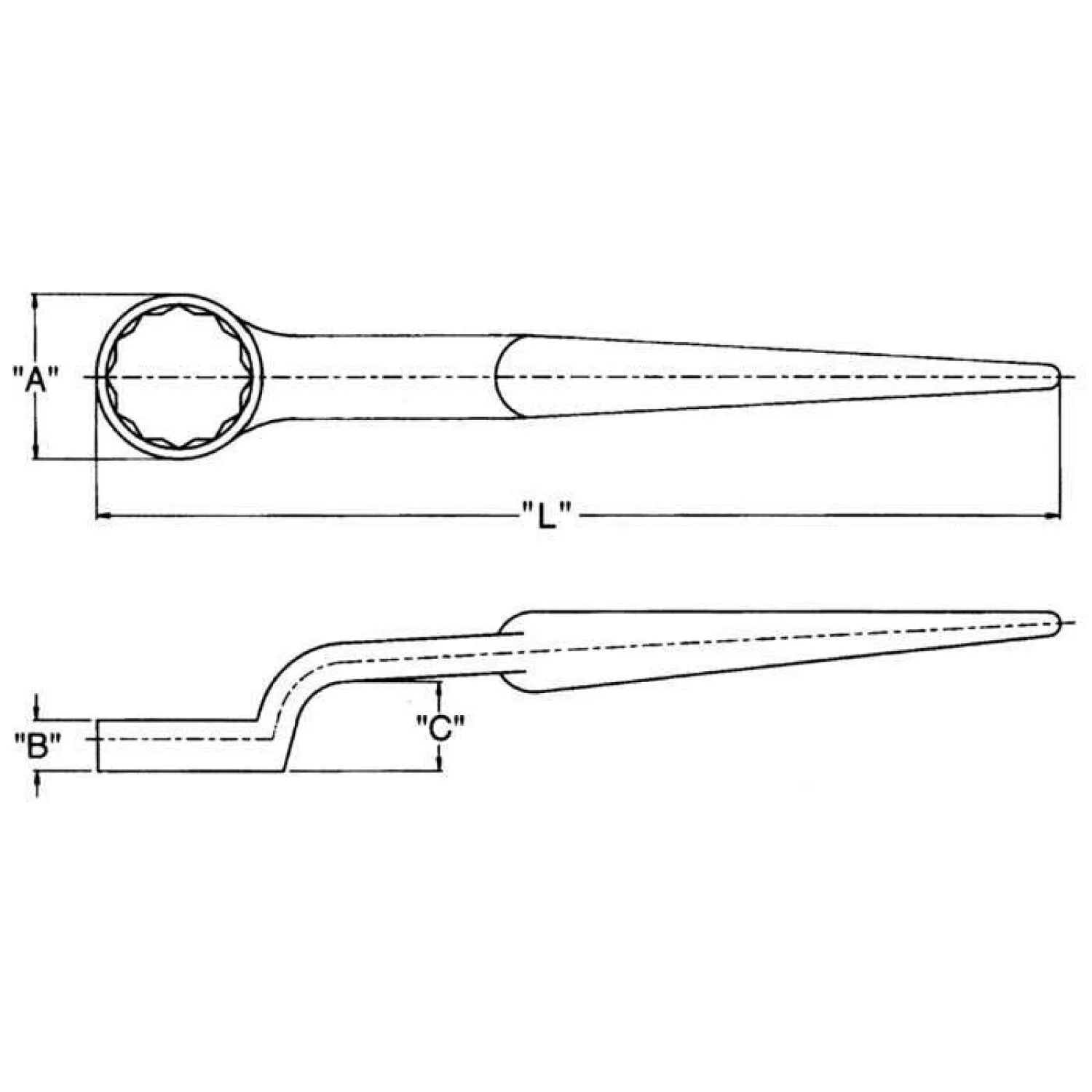 Wright Tool 1776 Structural Spud Wrench 12 Point Box End w/Offset Head Black Industrial - 1-7/16"