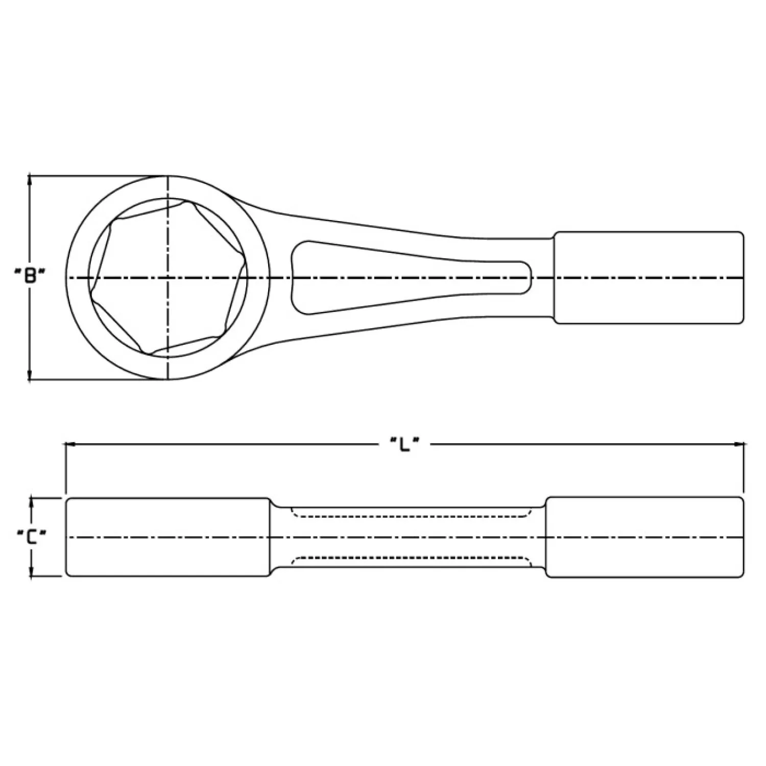 Wright Tool 18H91 Straight Handle Striking Face Box Wrenches 6 Pt.