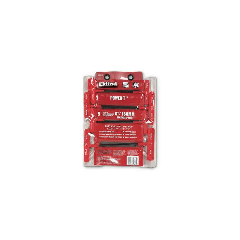 Wright Tool 9E60609 9 Pieces-Fractional Vinyl Grip T-Handle Set